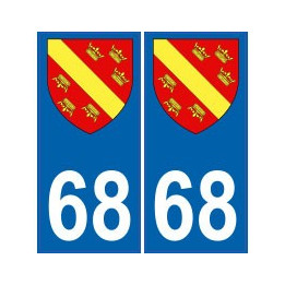 68 Haut Rhin autocollant plaque blason armoiries stickers département