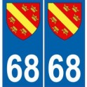 68 Haut Rhin autocollant plaque blason armoiries stickers département