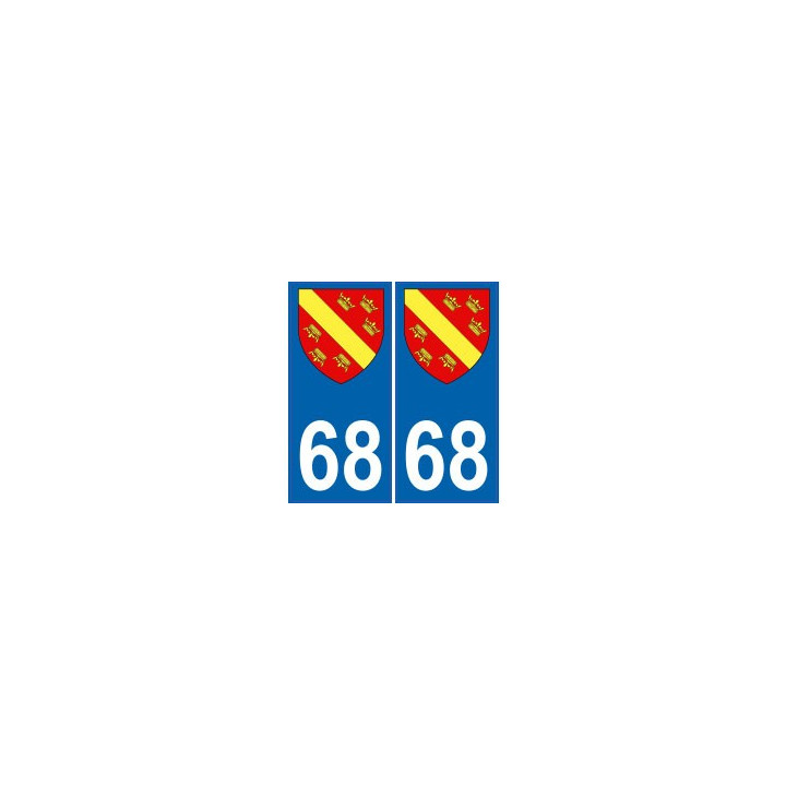 68 Haut Rhin autocollant plaque blason armoiries stickers département