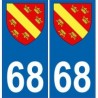 68 Haut Rhin autocollant plaque blason armoiries stickers département