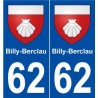 62 Billy-Berclau blason autocollant plaque stickers ville