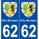 62 Billy-Montigny blason autocollant plaque stickers ville