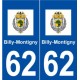 62 Billy-Montigny logo autocollant plaque stickers ville