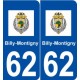 62 Billy-Montigny logo autocollant plaque stickers ville