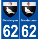 62 Blendecques blason autocollant plaque stickers ville