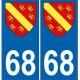 68 Haut Rhin autocollant plaque blason armoiries stickers département