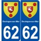 62 Boulogne-sur-Mer blason autocollant plaque stickers ville