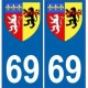 69 Rhône-aufkleber platte wappen wappen sticker-abteilung