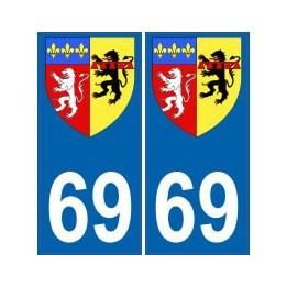 69 Rhône autocollant plaque blason armoiries stickers département