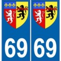 69 Rhône sticker plate coat of arms coat of arms stickers department