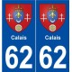 62 Calais blason autocollant plaque stickers ville