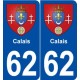 62 Calais blason autocollant plaque stickers ville