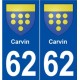62 Carvin blason autocollant plaque stickers ville