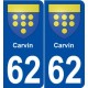 62 Carvin blason autocollant plaque stickers ville