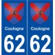 62 Coulogne blason autocollant plaque stickers ville