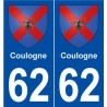 62 Coulogne blason autocollant plaque stickers ville