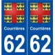 62 Courrières blason autocollant plaque stickers ville