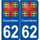 62 Courrières blason autocollant plaque stickers ville
