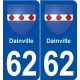 62 Dainville blason autocollant plaque stickers ville