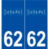 62 Desvres logo autocollant plaque stickers ville