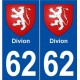 62 Divion blason autocollant plaque stickers ville