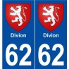 62 Divion blason autocollant plaque stickers ville