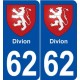 62 Divion blason autocollant plaque stickers ville
