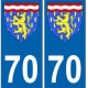 70 Haute-Saône autocollant plaque blason armoiries stickers département