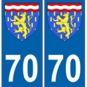 70 Haute-Saône autocollant plaque blason armoiries stickers département