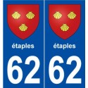 62 étaples blason autocollant plaque stickers ville
