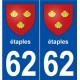 62 étaples blason autocollant plaque stickers ville