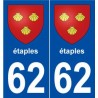 62 étaples blason autocollant plaque stickers ville