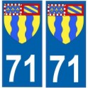 71 Saône et Loire autocollant plaqueblason armoiries stickers département