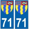 71 Saône et Loire autocollant plaqueblason armoiries stickers département