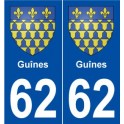 62 Guînes blason autocollant plaque stickers ville
