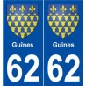 62 Guînes blason autocollant plaque stickers ville