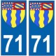 71 Saône et Loire autocollant plaqueblason armoiries stickers département