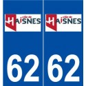 62 Haisnes logo autocollant plaque stickers ville