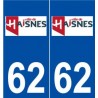 62 Haisnes logo autocollant plaque stickers ville