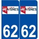 62 Haisnes logo autocollant plaque stickers ville