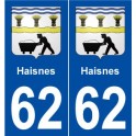 62 Haisnes blason autocollant plaque stickers ville