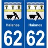 62 Haisnes blason autocollant plaque stickers ville