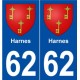 62 Harnes blason autocollant plaque stickers ville