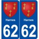 62 Harnes blason autocollant plaque stickers ville