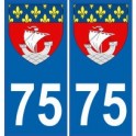75 Parigi adesivo piastra stemma coat of arms adesivi dipartimento