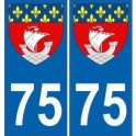 75 Paris autocollant plaque blason armoiries stickers département