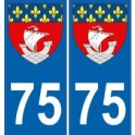 75 París de la etiqueta engomada de la placa de escudo de armas el escudo de armas de pegatinas departamento