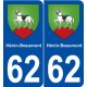 62 Hénin-Beaumont blason autocollant plaque stickers ville