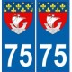 75 Paris autocollant plaque blason armoiries stickers département