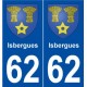 62 Isbergues blason autocollant plaque stickers ville